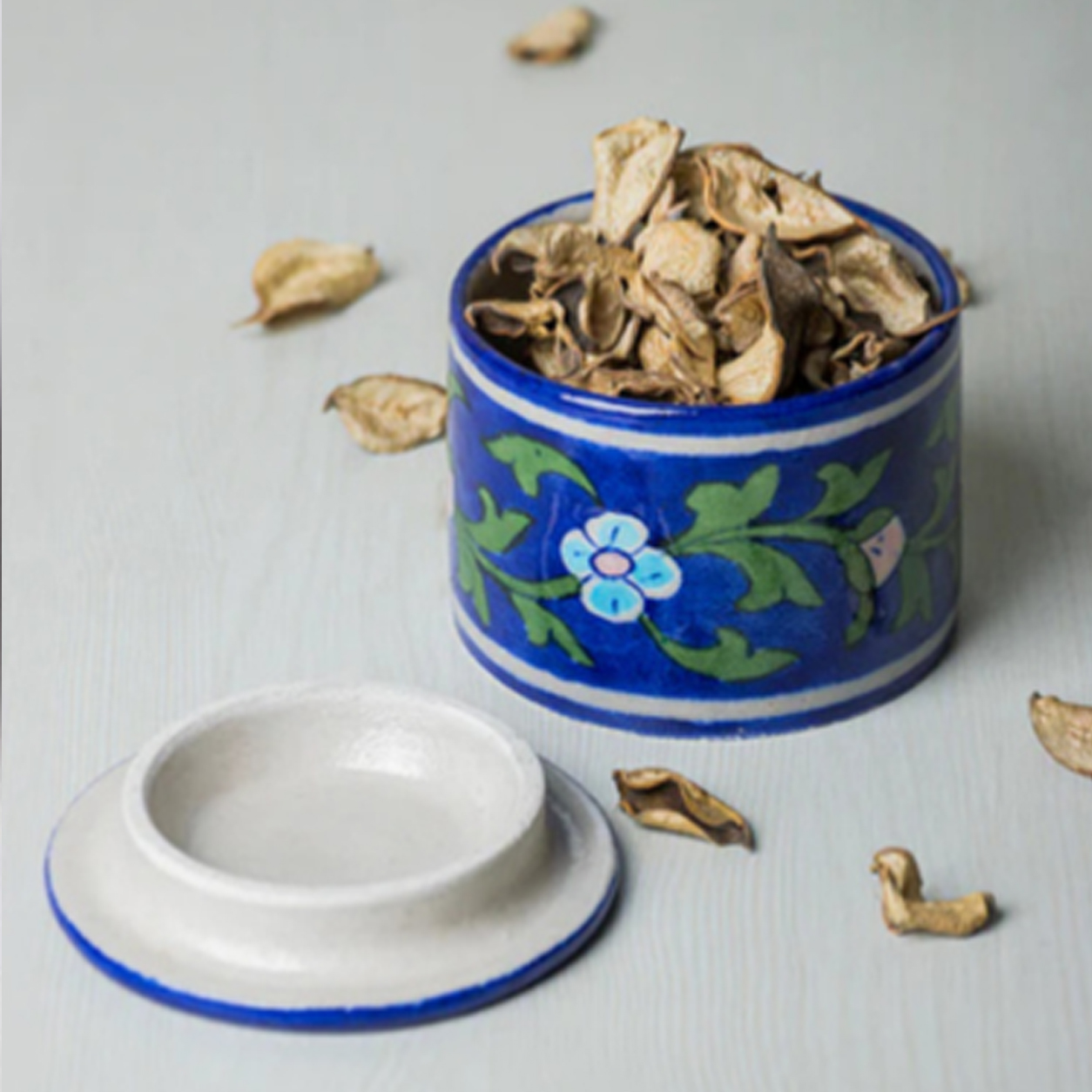Blue Pottery Round Box